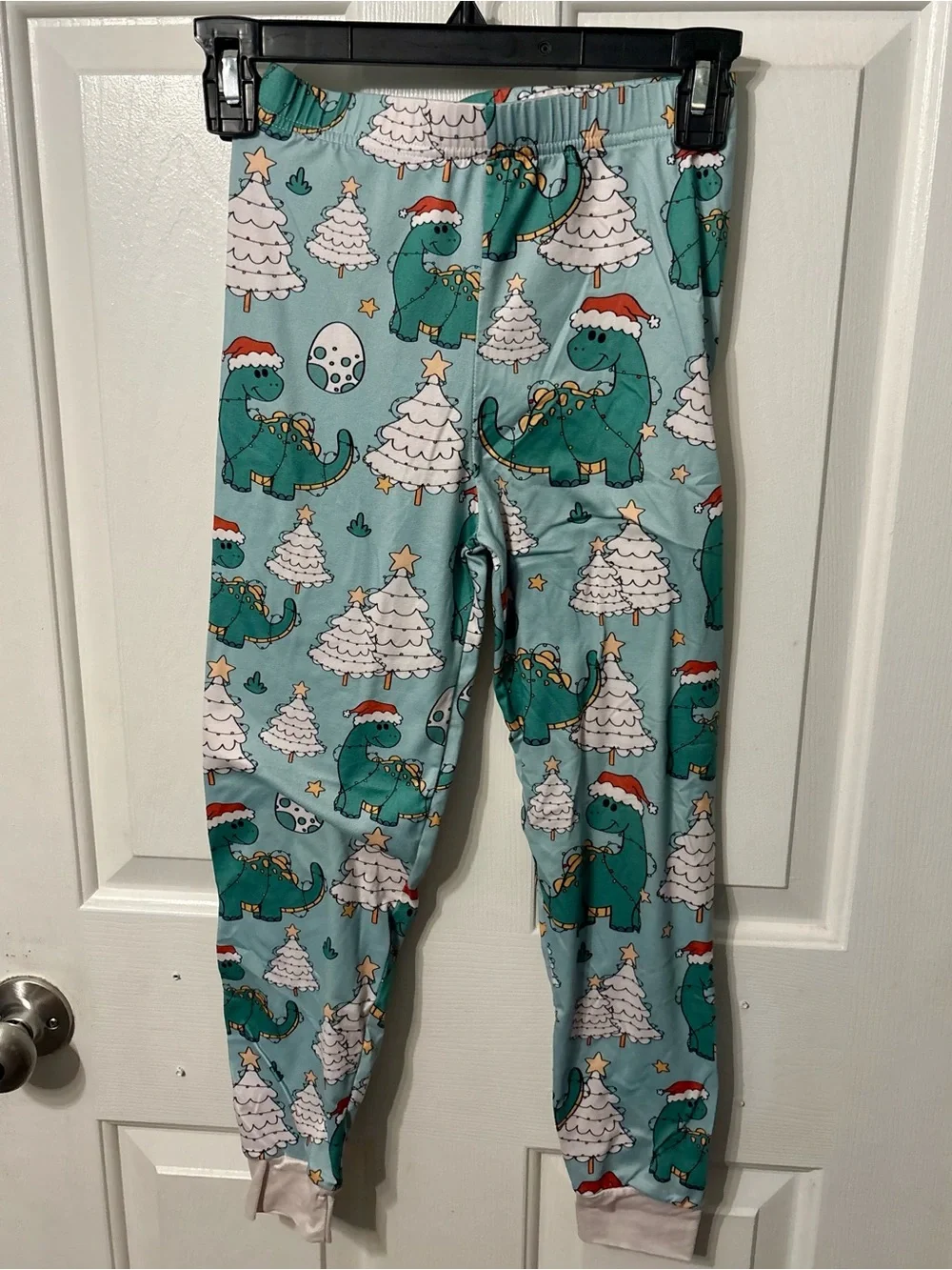 Kids Cream & Teal 'I Believe in Santa & Dinosaurs' Pajama Set